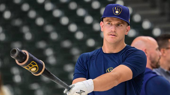 Jun 16, 2026; Milwaukee, Wisconsin, USA;  Milwaukee Brewers shortstop Cooper Pratt (12) takes batting practice before game against the Cleveland Guardians at American Family Field. Mandatory Credit: Benny Sieu-Imagn Images