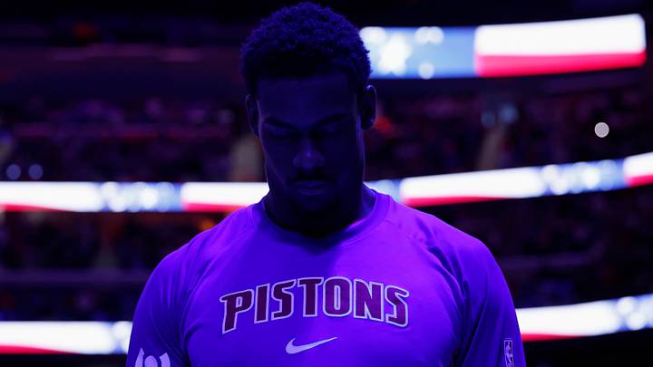 May 17, 2026; Detroit, Michigan, USA; Detroit Pistons center Jalen Duren (0) during the national anthem before game seven of the second round of the 2026 NBA Playoffs against the Cleveland Cavaliers at Little Caesars Arena. Mandatory Credit: Rick Osentoski-Imagn Images May 17, 2026; Detroit, Michigan, USA; Detroit Pistons center Jalen Duren (0) during the national anthem before game seven of the second round of the 2026 NBA Playoffs against the Cleveland Cavaliers at Little Caesars Arena. Mandatory Credit: Rick Osentoski-Imagn Images