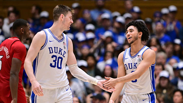 Louisville v Duke; Duke basketball standouts Kyle Filipowski and Jared McCain