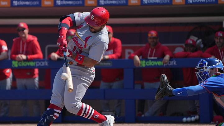 Feb 25, 2026; Port St. Lucie, Florida, USA; St. Louis Cardinals catcher Leonardo Bernal (13) hits a single in the second inning against the New York Mets at Clover Park. Mandatory Credit: Jim Rassol-Imagn Images Feb 25, 2026; Port St. Lucie, Florida, USA; St. Louis Cardinals catcher Leonardo Bernal (13) hits a single in the second inning against the New York Mets at Clover Park. Mandatory Credit: Jim Rassol-Imagn Images