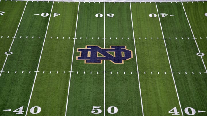 Notre Dame Stadium sits silently before a 2015 game between the Fighting Irish and USC.