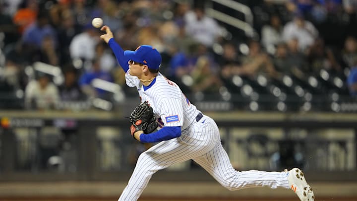 Sep 13, 2023; New York City, New York, USA; New York Mets pitcher Drew Smith (40) delivers a pitch against the Arizona Diamondbacks during the ninth inning at Citi Field. Mandatory Credit: Gregory Fisher-Imagn Images Sep 13, 2023; New York City, New York, USA; New York Mets pitcher Drew Smith (40) delivers a pitch against the Arizona Diamondbacks during the ninth inning at Citi Field. Mandatory Credit: Gregory Fisher-Imagn Images