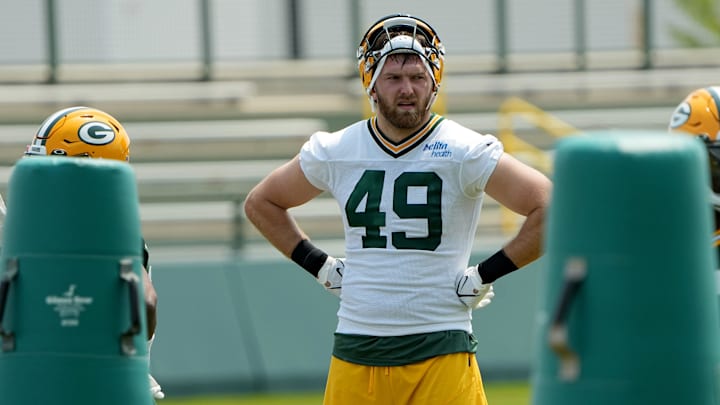 Green Bay Packers tight end Austin Allen (49) is shown during organized team activities Tuesday