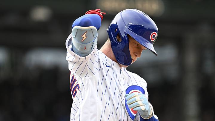 Aug 29, 2026; Chicago, Illinois, USA; Chicago Cubs center fielder Pete Crow-Armstrong (4) pats his back after he hit a three-run home run against the Cincinnati Reds during the seventh inning at Wrigley Field. Mandatory Credit: Matt Marton-Imagn Images Aug 29, 2026; Chicago, Illinois, USA; Chicago Cubs center fielder Pete Crow-Armstrong (4) pats his back after he hit a three-run home run against the Cincinnati Reds during the seventh inning at Wrigley Field. Mandatory Credit: Matt Marton-Imagn Images