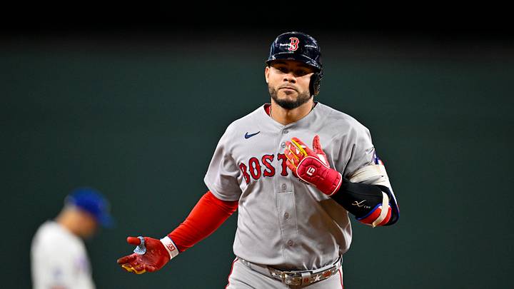 Sep 16, 2026; Arlington, Texas, USA; Boston Red Sox first baseman Willson Contreras (40) runs the bases during the game between the Rangers and the Red Sox at Globe Life Field. Mandatory Credit: Jerome Miron-Imagn Images