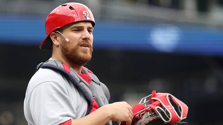 Apr 30, 2026; Pittsburgh, Pennsylvania, USA; St. Louis Cardinals catcher Pedro Pagés (43) looks to the Cardinals dugout against the Pittsburgh Pirates during the fifth inning at PNC Park. Mandatory Credit: Charles LeClaire-Imagn Images Apr 30, 2026; Pittsburgh, Pennsylvania, USA; St. Louis Cardinals catcher Pedro Pagés (43) looks to the Cardinals dugout against the Pittsburgh Pirates during the fifth inning at PNC Park. Mandatory Credit: Charles LeClaire-Imagn Images