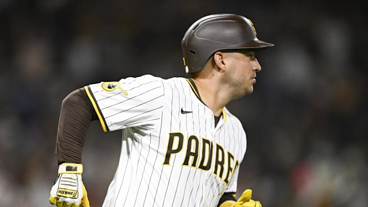 San Diego Padres second baseman Jose Iglesias (7) rounds the bases after hitting a solo home run during the fifth inning against the Milwaukee Brewers at Petco Park on Sept. 22.