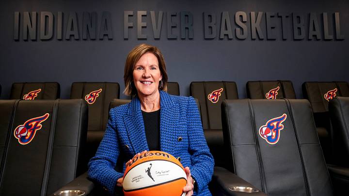 Kelly Krauskopf, president of the Indiana Fever, sits for a portrait Monday, Oct. 20, 2025, at Gainbridge Fieldhouse in Indianapolis.