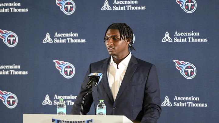 Tennessee Titans first round draft pick Cameron Ward speaks to the media at a press conference. Mandatory Credit: Steve Roberts-Imagn Images Tennessee Titans first round draft pick Cameron Ward speaks to the media at a press conference. Mandatory Credit: Steve Roberts-Imagn Images