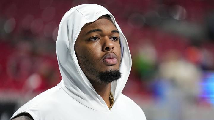 Indiana Hoosiers offensive lineman Kahlil Benson (67) walks onto the field Friday, Jan. 9, 2026, ahead of the Peach Bowl College Football Playoff game at Mercedes-Benz Stadium in Atlanta. Indiana Hoosiers offensive lineman Kahlil Benson (67) walks onto the field Friday, Jan. 9, 2026, ahead of the Peach Bowl College Football Playoff game at Mercedes-Benz Stadium in Atlanta.