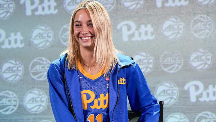 Oct 24, 2023; Charlotte, NC, USA; Pittsburgh player Marley Washenitz during the ACC Women s Tipoff at Hilton Charlotte Uptown. Mandatory Credit: Jim Dedmon-Imagn Images