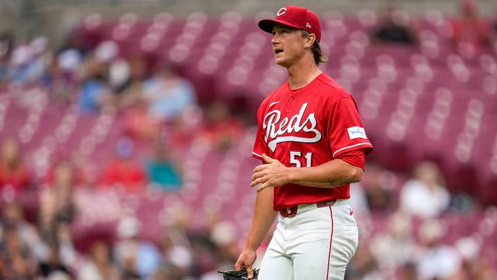 Cincinnati Reds pitcher Brady Singer (51) returns to the dugout after the second inning of the MLB National League Central game between the Cincinnati Reds and the Milwaukee Brewers at Great American Ball Park in downtown Cincinnati on Monday, June 22, 2026. The game was scoreless after four innings. Cincinnati Reds pitcher Brady Singer (51) returns to the dugout after the second inning of the MLB National League Central game between the Cincinnati Reds and the Milwaukee Brewers at Great American Ball Park in downtown Cincinnati on Monday, June 22, 2026. The game was scoreless after four innings.
