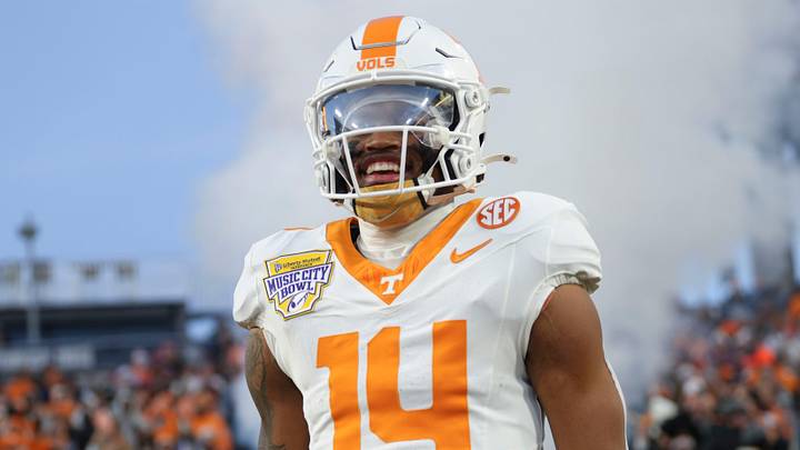 Tennessee wide receiver Braylon Staley (14) smiles after Tennessee scores a touchdown. Tennessee wide receiver Braylon Staley (14) smiles after Tennessee scores a touchdown.