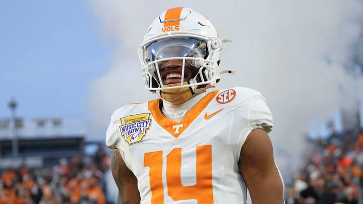 Tennessee wide receiver Braylon Staley (14) smiles after Tennessee scores a touchdown in the first quarter of the Music City Bowl against Illinois in the NCAA football game on Dec. 30, 2025, in Nashville, Tennessee. Tennessee wide receiver Braylon Staley (14) smiles after Tennessee scores a touchdown in the first quarter of the Music City Bowl against Illinois in the NCAA football game on Dec. 30, 2025, in Nashville, Tennessee.