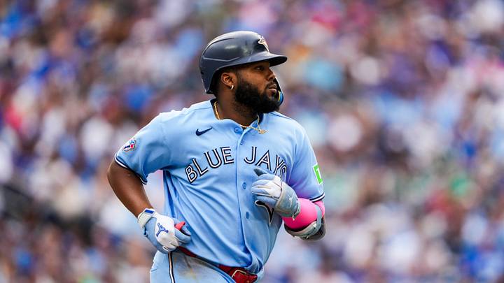 Aug 1, 2026; Toronto, Ontario, CAN; Toronto Blue Jays first baseman Vladimir Guerrero Jr. (27) looks on against the St. Louis Cardinals during the eighth inning at Rogers Centre. Mandatory Credit: Kevin Sousa-Imagn Images Aug 1, 2026; Toronto, Ontario, CAN; Toronto Blue Jays first baseman Vladimir Guerrero Jr. (27) looks on against the St. Louis Cardinals during the eighth inning at Rogers Centre. Mandatory Credit: Kevin Sousa-Imagn Images