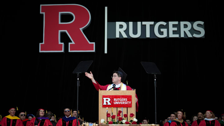 Student speaker Jack Ramirez gives the Class of 2025 Address during the 2025 Rutgers Commencement at SHI Stadium, May 18, 2025, Piscataway, NJ, USA. Yannick Peterhans/NorthJersey.com