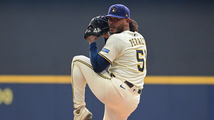 Aug 12, 2025; Milwaukee, Wisconsin, USA; Milwaukee Brewers starting pitcher Freddy Peralta (51) throws a pitch in the first inning against the Pittsburgh Pirates at American Family Field. Mandatory Credit: Benny Sieu-Imagn Images Aug 12, 2025; Milwaukee, Wisconsin, USA; Milwaukee Brewers starting pitcher Freddy Peralta (51) throws a pitch in the first inning against the Pittsburgh Pirates at American Family Field. Mandatory Credit: Benny Sieu-Imagn Images