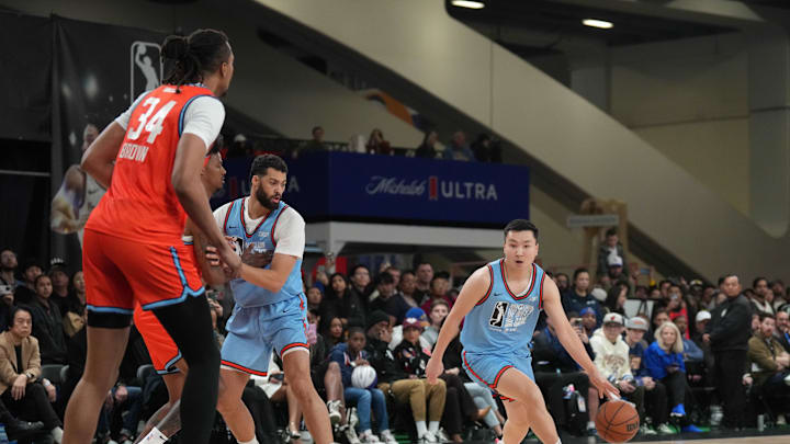 Feb 16, 2025; Oakland, California, USA; Team Strictly guard Keisei Tominaga (30) of the Indiana Mad Ants dribbles downcourt during the first half against Team Swish Cultures at Moscone Center. Mandatory Credit: Darren Yamashita-Imagn Images Feb 16, 2025; Oakland, California, USA; Team Strictly guard Keisei Tominaga (30) of the Indiana Mad Ants dribbles downcourt during the first half against Team Swish Cultures at Moscone Center. Mandatory Credit: Darren Yamashita-Imagn Images