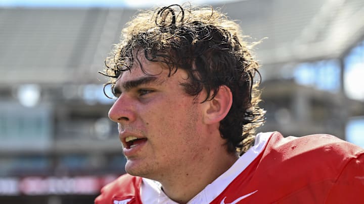 Oct 18, 2025; Houston, Texas, USA; Houston Cougars quarterback Conner Weigman (1) exit the field after the win over the Arizona Wildcats at TDECU Stadium. Mandatory Credit: Maria Lysaker-Imagn Images 