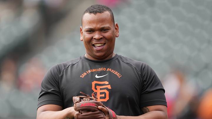 San Francisco, California, USA; San Francisco Giants designated hitter Rafael Devers (16) before the game against the Colorado Rockies at Oracle Park. Mandatory Credit: Darren Yamashita-Imagn Images