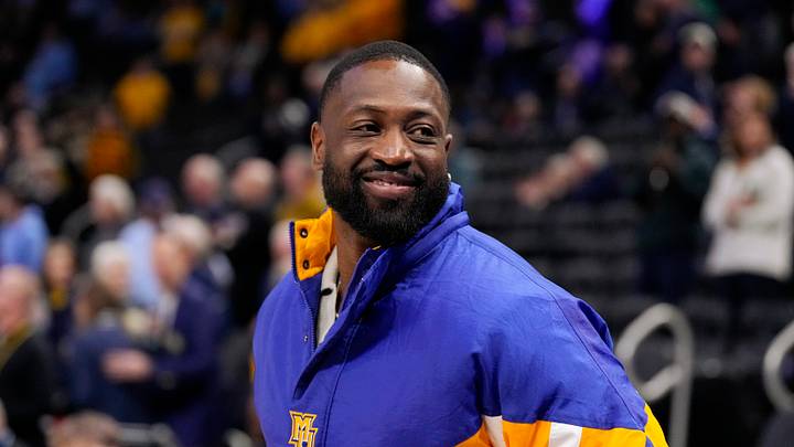 Feb 7, 2026; Milwaukee, Wisconsin, USA; Former Marquette player Dwyane Wade looks on prior to the game against the Butler Bulldogs at Fiserv Forum. Mandatory Credit: Jeff Hanisch-Imagn Images Feb 7, 2026; Milwaukee, Wisconsin, USA; Former Marquette player Dwyane Wade looks on prior to the game against the Butler Bulldogs at Fiserv Forum. Mandatory Credit: Jeff Hanisch-Imagn Images