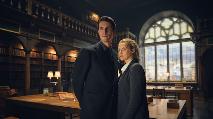 Matthew Goode as Matthew Clairmont and Teresa Palmer as Diana Bishop - A Discovery of Witches _