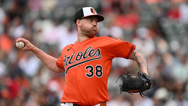 Jun 28, 2026; Baltimore, Maryland, USA; Baltimore Orioles pitcher Kyle Bradish (38) pitches in the second inning against the Washington Nationals at Oriole Park at Camden Yards. Mandatory Credit: Jamie Sabau-Imagn Images Jun 28, 2026; Baltimore, Maryland, USA; Baltimore Orioles pitcher Kyle Bradish (38) pitches in the second inning against the Washington Nationals at Oriole Park at Camden Yards. Mandatory Credit: Jamie Sabau-Imagn Images