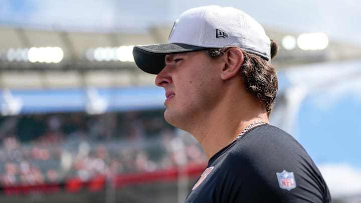 Cincinnati Bengals defensive end Trey Hendrickson (91) walks on the field for the first quarter of the NFL Preseason Week 3 game between the Cincinnati Bengals and the Indianapolis Colts at Paycor Stadium in Cincinnati on Saturday, Aug. 23, 2025. The Colts led 24-7 at halftime.
