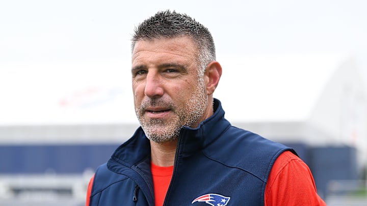 Jun 9, 2025; Foxborough, MA, USA; New England Patriots head coach Mike Vrabel leaves the practice fields after minicamp at Gillette Stadium. Mandatory Credit: Eric Canha-Imagn Images