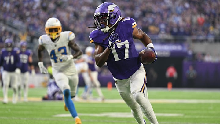 Minnesota Vikings wide receiver K.J. Osborn (17) scores.