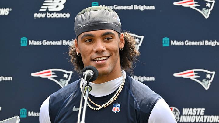 Jul 28, 2026; Foxborough, MA, USA; New England Patriots cornerback Christian Gonzalez (0) speaks to the media after practice at training camp at Gillette Stadium. Mandatory Credit: Eric Canha-Imagn Images Jul 28, 2026; Foxborough, MA, USA; New England Patriots cornerback Christian Gonzalez (0) speaks to the media after practice at training camp at Gillette Stadium. Mandatory Credit: Eric Canha-Imagn Images
