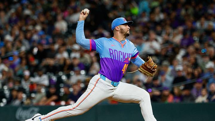 Colorado Rockies starting pitcher Gabriel Hughes (43) pitches at Coors Field Credit: Isaiah J. Downing-Imagn Images