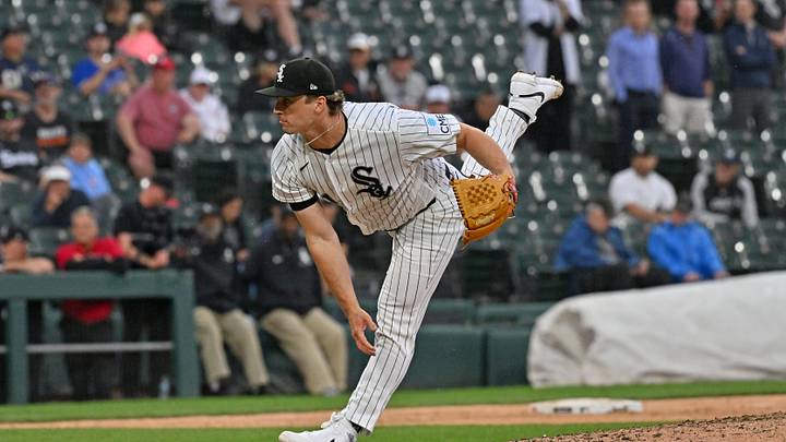 Jun 24, 2026; Chicago, Illinois, USA; Chicago White Sox pitcher Grant Taylor (31) pitches against the Cleveland Guardians during the tenth inning at Rate Field. Mandatory Credit: Patrick Gorski-Imagn Images