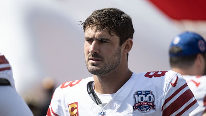 Sep 15, 2024; Landover, Maryland, USA; New York Giants quarterback Daniel Jones.