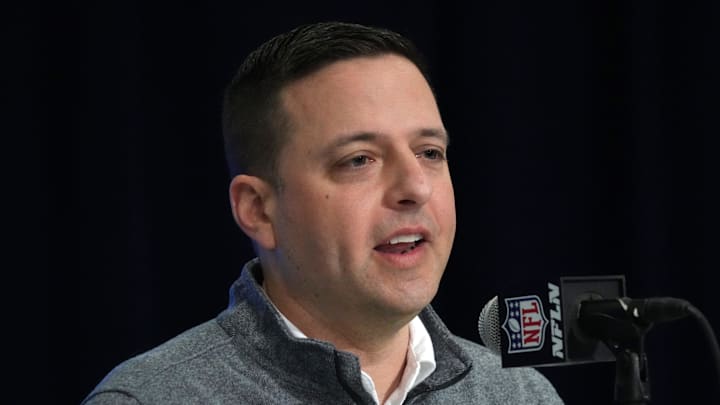 Feb 27, 2024; Indianapolis, IN, USA; New England Patriots director of scouting Eliot Wolf during the
