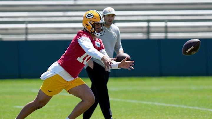 Green Bay Packers quarterback Jordan Love (10) is shown during organized team activities Wednesday, May 29, 2024 in Green Bay, Wisconsin.