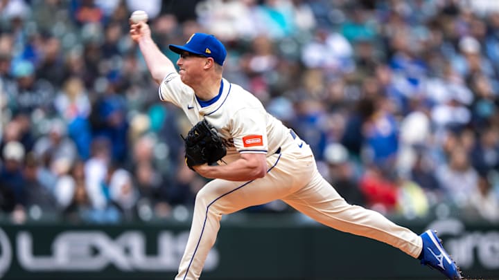 Seattle Mariners reliever Trent Thornton (46) delivers a pitch against the Miami Marlins at T-Mobile Park on April 27.