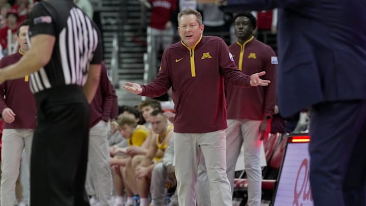 Minnesota head coach Niko Medved is shown during the second half of their game Wednesday, January 28, 2026 at the Kohl Center in Madison, Wisconsin. Wisconsin beat Minnesota 67-63.
