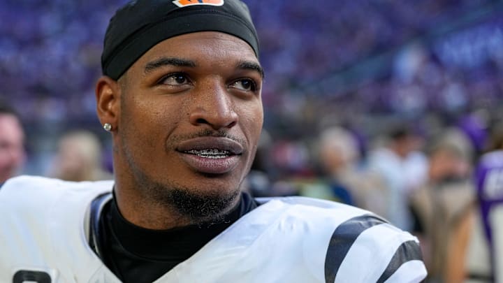 Cincinnati Bengals wide receiver Ja'Marr Chase (1) walks for the locker room after the fourth quarter of the NFL Week 3 game between the Minnesota Vikings and the Cincinnati Bengals at U.S. Bank Stadium in Minneapolis on Sunday, Sept. 21, 2025. The Vikings won, 48-10.