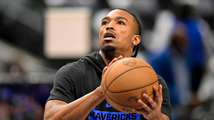 Apr 3, 2026; Dallas, Texas, USA; Dallas Mavericks guard Brandon Williams (10) warms up before the game between the Dallas Mavericks and the Orlando Magic at the American Airlines Center. Mandatory Credit: Jerome Miron-Imagn Images