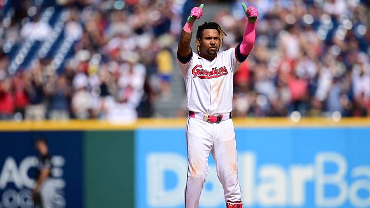 Sep 16, 2026; Cleveland, Ohio, USA; Cleveland Guardians third baseman Jose Ramirez (11) celebrates after hitting an RBI double during the sixth inning against the Chicago White Sox at Progressive Field. Mandatory Credit: David Dermer-Imagn Images Sep 16, 2026; Cleveland, Ohio, USA; Cleveland Guardians third baseman Jose Ramirez (11) celebrates after hitting an RBI double during the sixth inning against the Chicago White Sox at Progressive Field. Mandatory Credit: David Dermer-Imagn Images