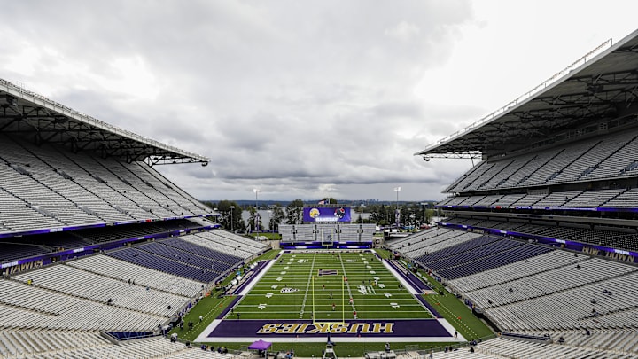 Sep 18, 2021; Seattle, Washington, USA; A general view of the interior of Alaska Airlines Field at Husky Stadium before the game between the Arkansas State Red Wolves and Washington Huskies. Mandatory Credit: Joe Nicholson-USA TODAY Sports
