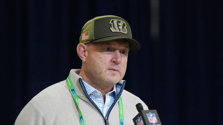 Feb 24, 2026; Indianapolis, IN, USA; Cincinnati Bengals general manager Duke Tobin speaks at the NFL Scouting Combine at the Indiana Convention Center. Mandatory Credit: Kirby Lee-Imagn Images Feb 24, 2026; Indianapolis, IN, USA; Cincinnati Bengals general manager Duke Tobin speaks at the NFL Scouting Combine at the Indiana Convention Center. Mandatory Credit: Kirby Lee-Imagn Images