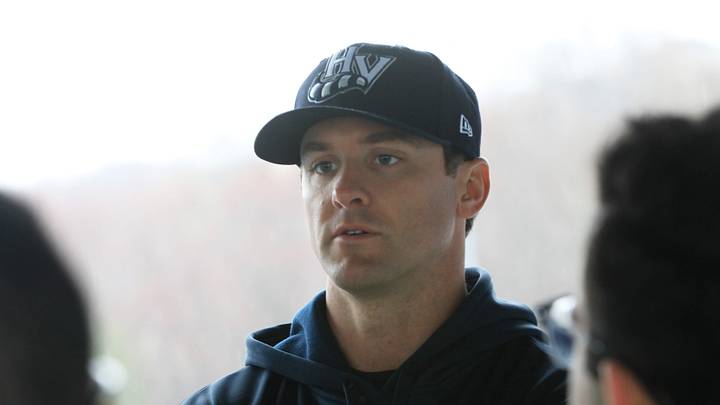 Hudson Valley Renegades pitching coach, Spencer Medick talks during Media Day at Heritage Financial Park on April 2, 2024. Hudson Valley Renegades pitching coach, Spencer Medick talks during Media Day at Heritage Financial Park on April 2, 2024.