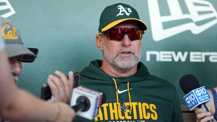 May 16, 2026; West Sacramento, California, USA; Athletics manager Mark Kotsay (7) talks to media members before the game against the San Francisco Giants at Sutter Health Park. Mandatory Credit: Darren Yamashita-Imagn Images May 16, 2026; West Sacramento, California, USA; Athletics manager Mark Kotsay (7) talks to media members before the game against the San Francisco Giants at Sutter Health Park. Mandatory Credit: Darren Yamashita-Imagn Images