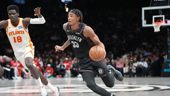 Apr 3, 2026; Brooklyn, New York, USA; Brooklyn Nets center Nic Claxton (33) dribbles the ball towards the basket against the Atlanta Hawks during the first half at Barclays Center. Mandatory Credit: Gregory Fisher-Imagn Images Apr 3, 2026; Brooklyn, New York, USA; Brooklyn Nets center Nic Claxton (33) dribbles the ball towards the basket against the Atlanta Hawks during the first half at Barclays Center. Mandatory Credit: Gregory Fisher-Imagn Images