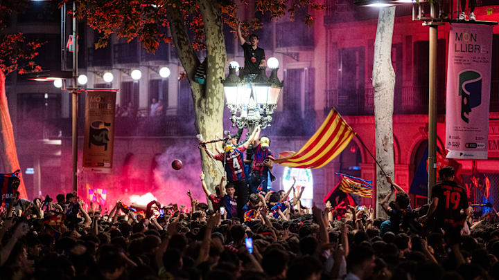 Celebration Of Futbol Club Barcelona Fans In Canalete