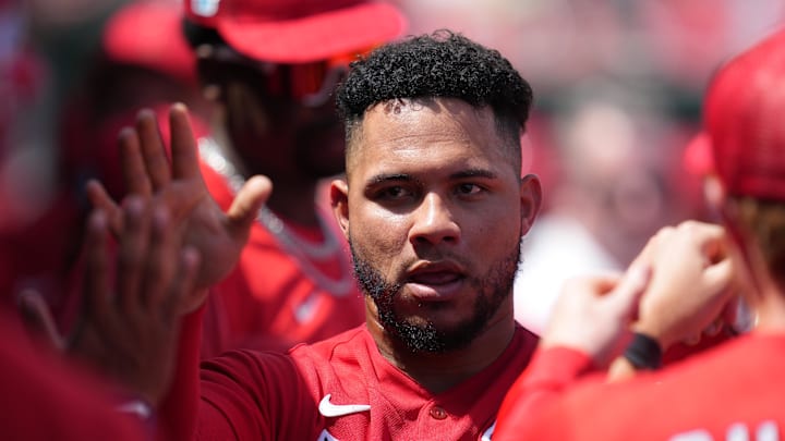 Mar 18, 2023; Jupiter, Florida, USA;  St. Louis Cardinals catcher Willson Contreras (40) is