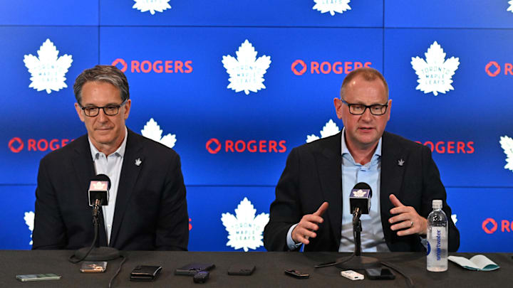 Jun 1, 2023; Toronto, Ontario, CANADA; Toronto Maple Leafs new general manager Brad Treliving is