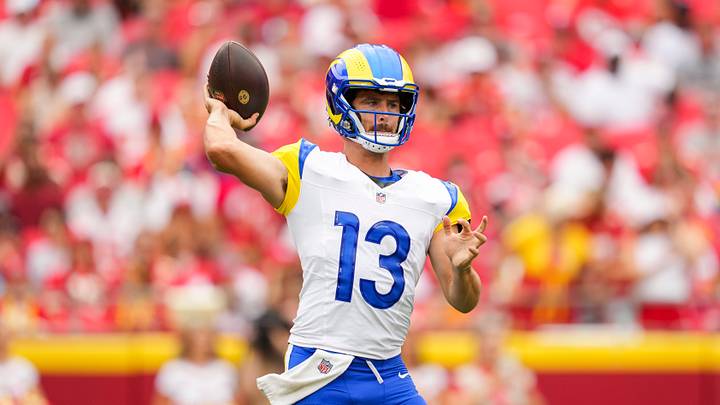 Aug 15, 2026; Kansas City, Missouri, USA; Los Angeles Rams quarterback Stetson Bennett IV (13) throws a pass during the first half against the Kansas City Chiefs at Arrowhead Stadium. Mandatory Credit: Jay Biggerstaff-Imagn Images Aug 15, 2026; Kansas City, Missouri, USA; Los Angeles Rams quarterback Stetson Bennett IV (13) throws a pass during the first half against the Kansas City Chiefs at Arrowhead Stadium. Mandatory Credit: Jay Biggerstaff-Imagn Images